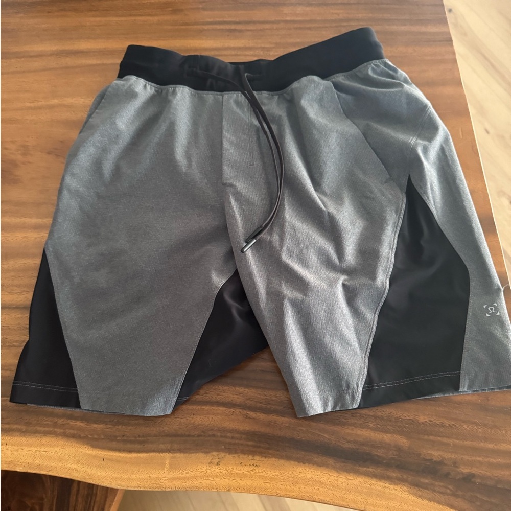Lululemon Athletica Gray and Black Swim Trunks with Metallic Sheen
